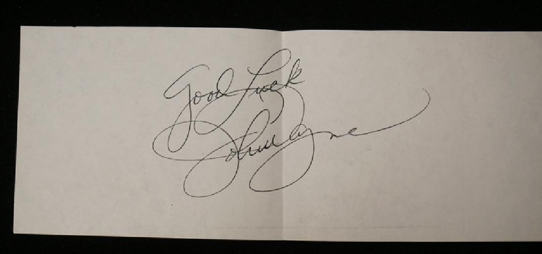 JOHN WAYNE CUT SIGNTAGURE ON PAPER.: JOHN WAYNE CUT SIGNTAGURE ON PAPER.