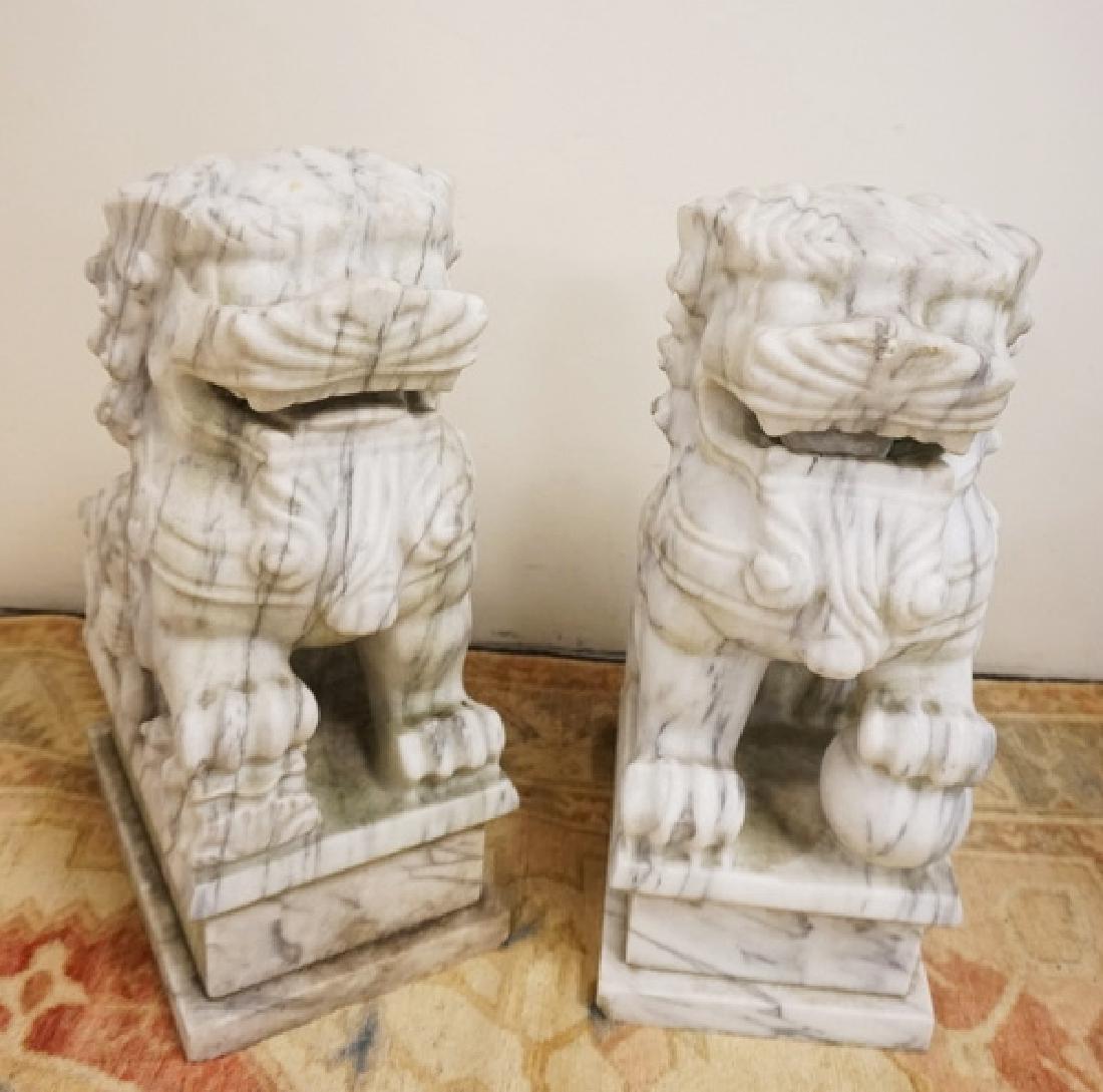 PAIR OF MARBLE FOO DOGS MEASURING 19 INCHES HIGH. 8 (1 of 2)