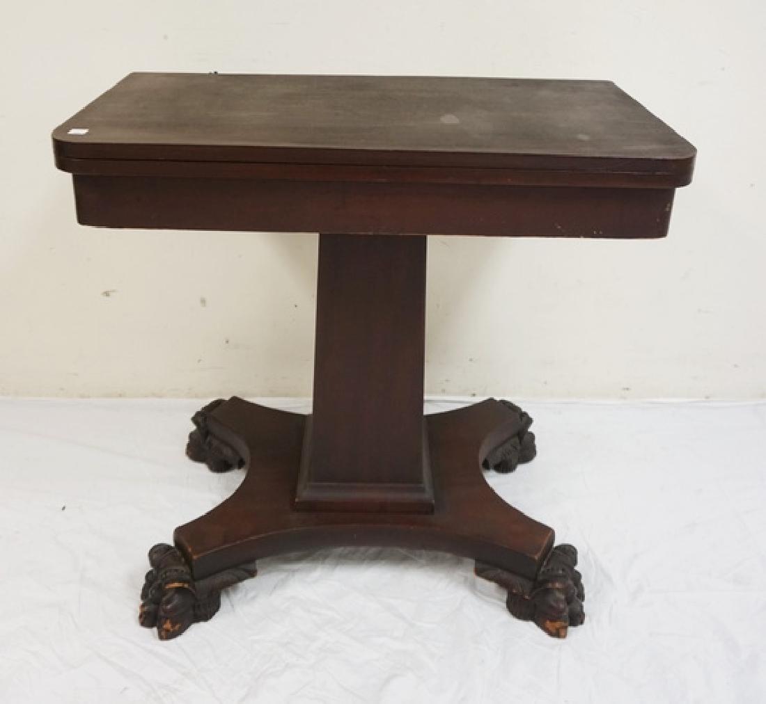 EMPIRE MAHOGANY GAME TABLE WITH LARGE PAW FEET. 29 (1 of 3)