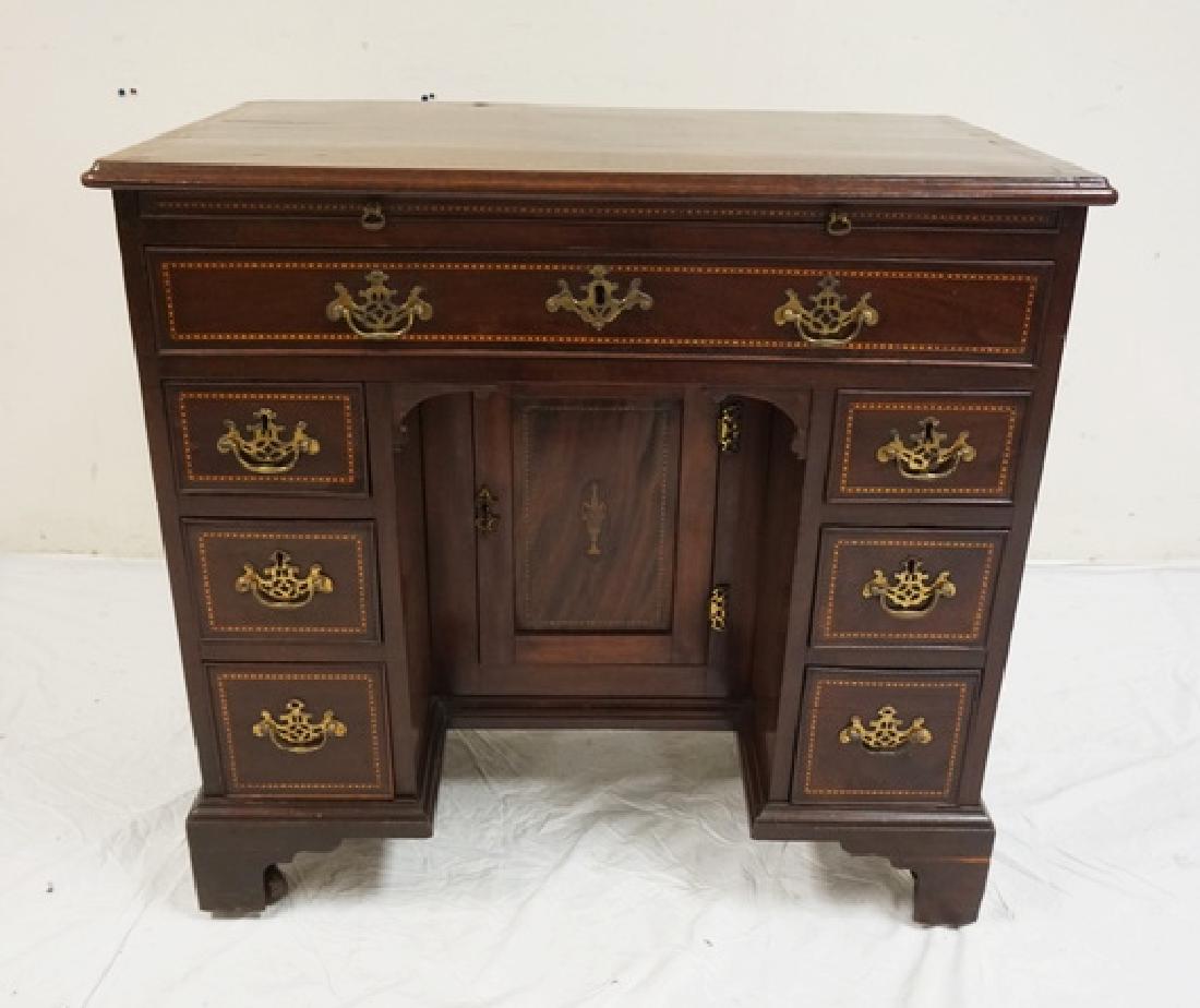 ANTIQUE EDWARDIAN MAHOGANY KNEEHOLE WRITING DESK WITH (1 of 6)