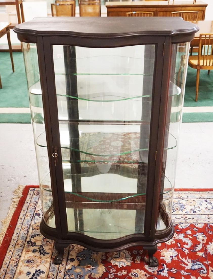 UNUSUAL ANTIQUE MAHOGANY DIMINUTIVE CHINA CABINET WITH (1 of 5)
