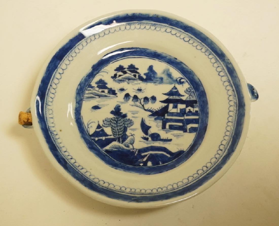 ASIAN BLUE & WHITE WARMING PLATE. 10 1/2 INCHES WIDE. (1 of 3)
