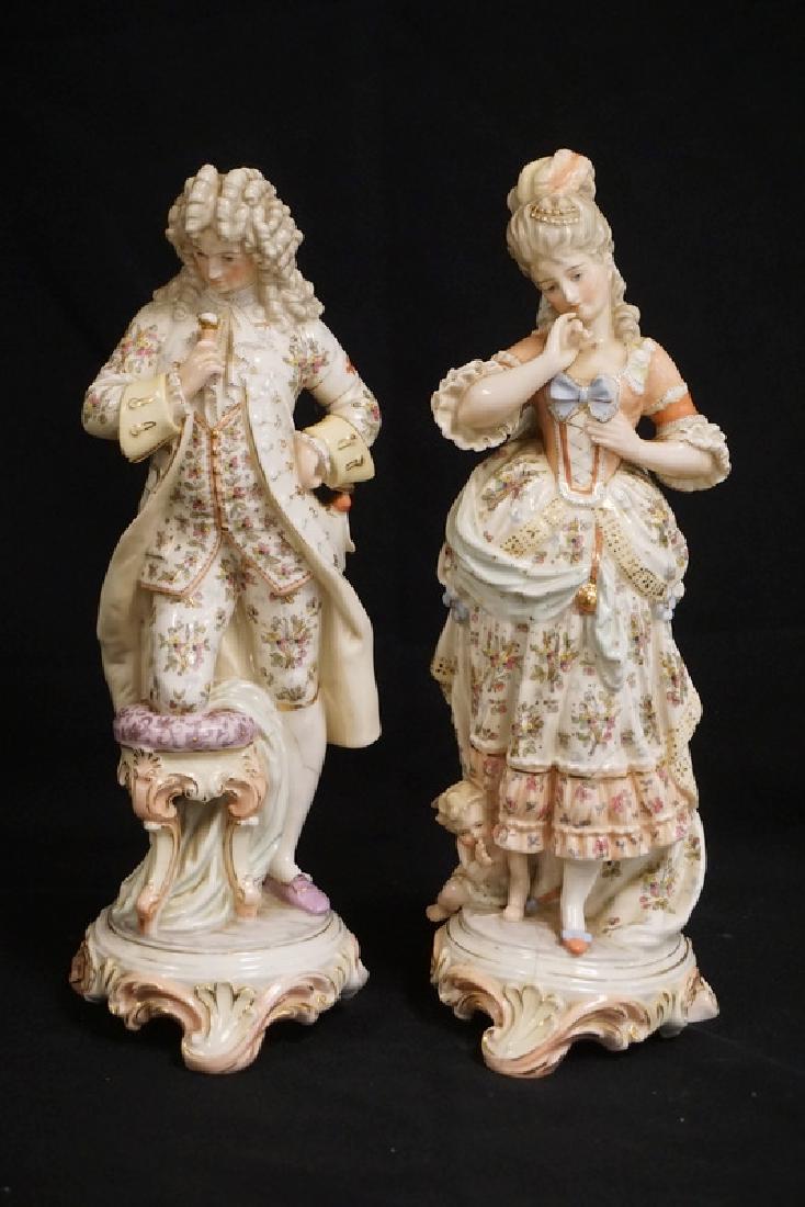 PAIR OF KPM PORCELAIN FIGURES MEASURING 13 INCHES HIGH. (1 of 3)