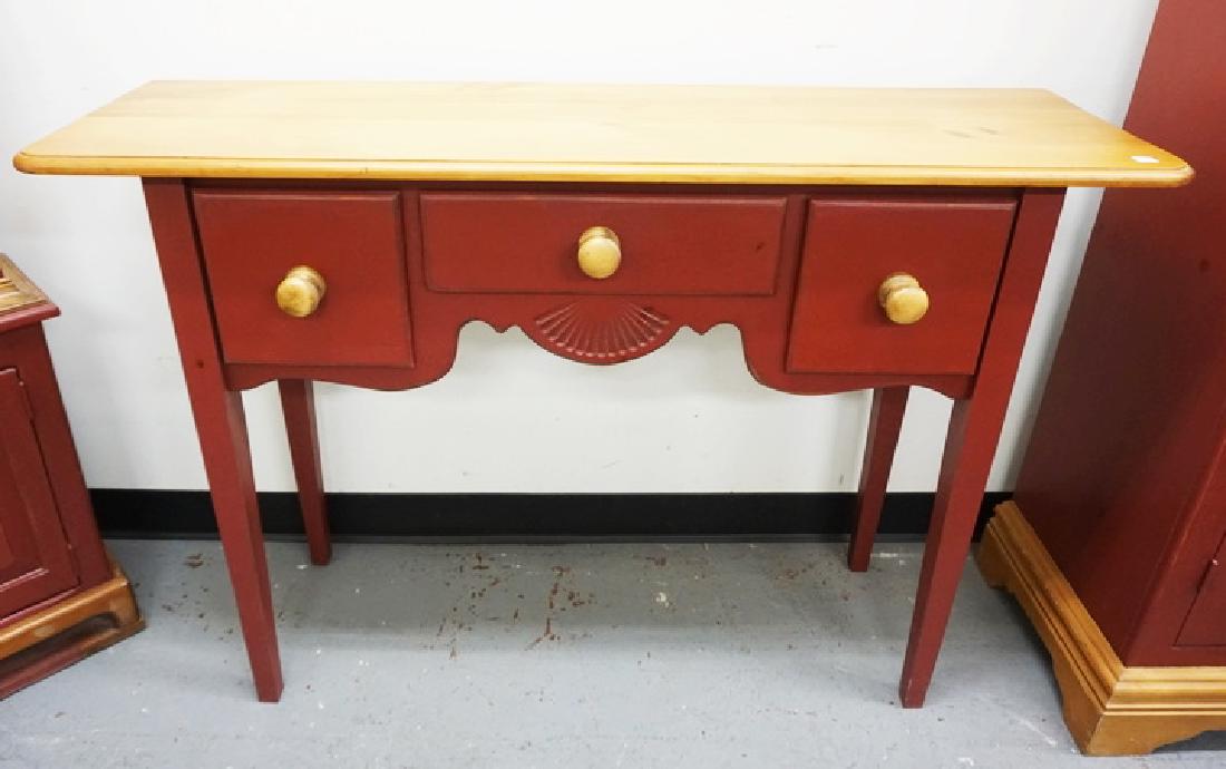 COUNTRY STYLED CONSOLE TABLE. PINE WITH RED PAINT. 3 (1 of 1)