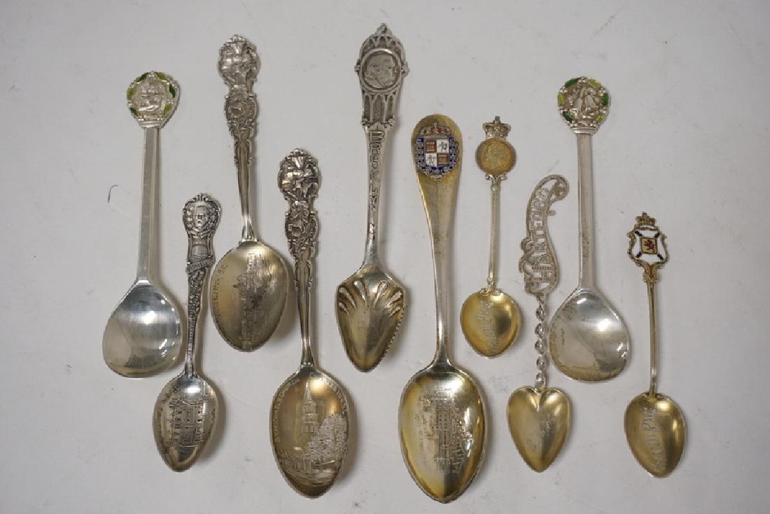 LOT OF 10 STERLING SILVER SPOONS. INCLUDING SOUVENIR. (1 of 3)