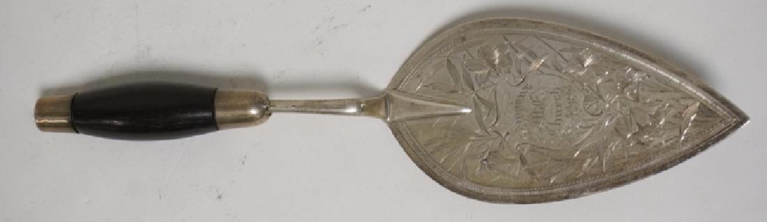 STERLING SILVER SERVER WITH HAND ENGRAVED DECORATION (1 of 2)