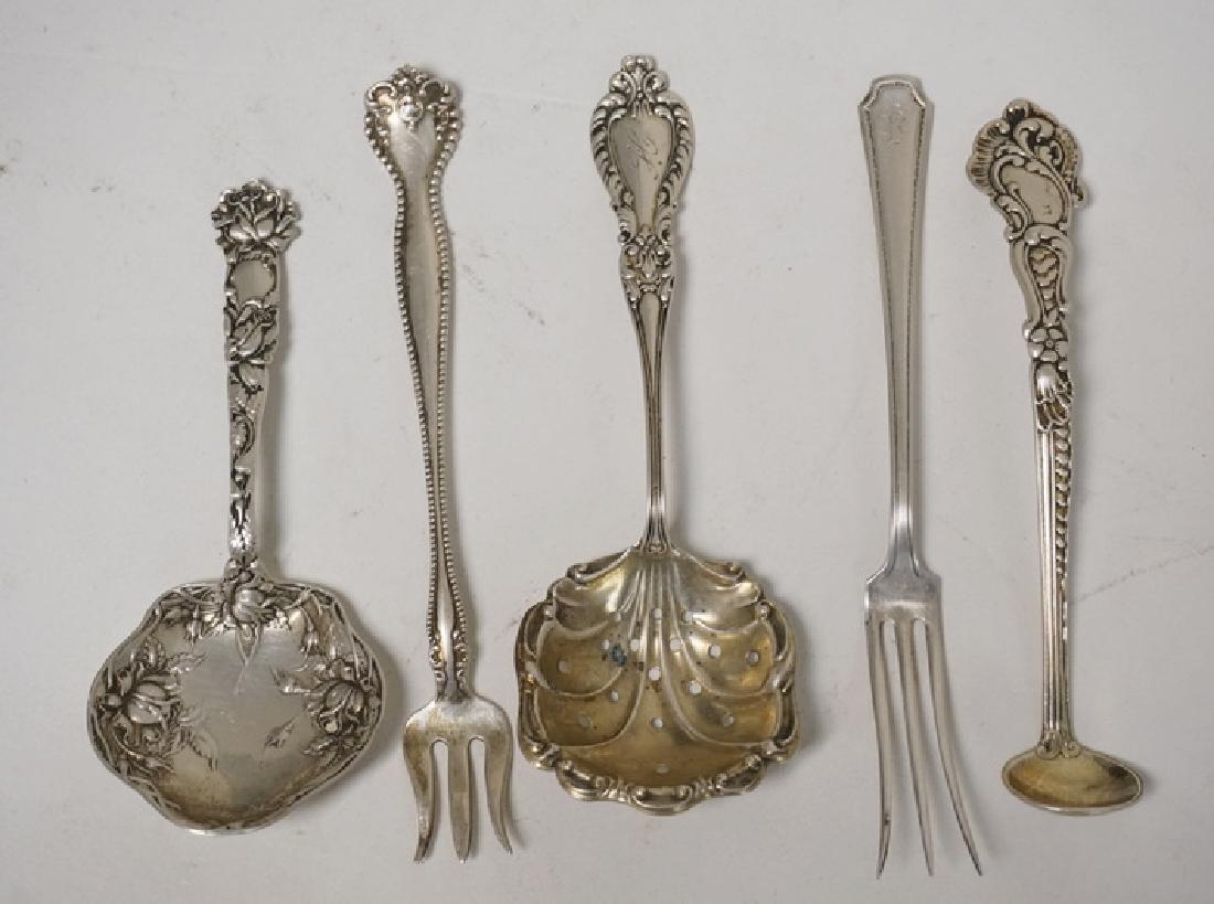 5 PIECES OF STERLING SILVER. A PIERCED SPOON, A GORHAM (1 of 1)