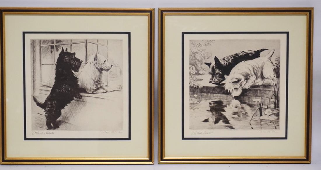 PAIR OF MORGAN DENNIS SCOTTIE DOG PRINTS TITLED *BLACK (1 of 3)
