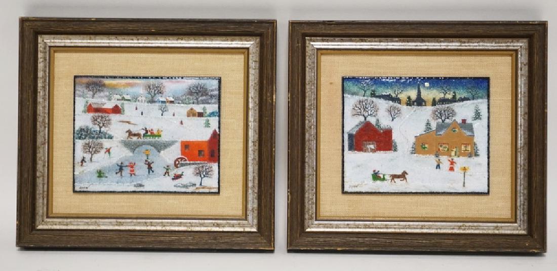 LOT OF 2 JOHN SHAW FOLK ART ENAMEL ON COPPER PAINTINGS. (1 of 3)