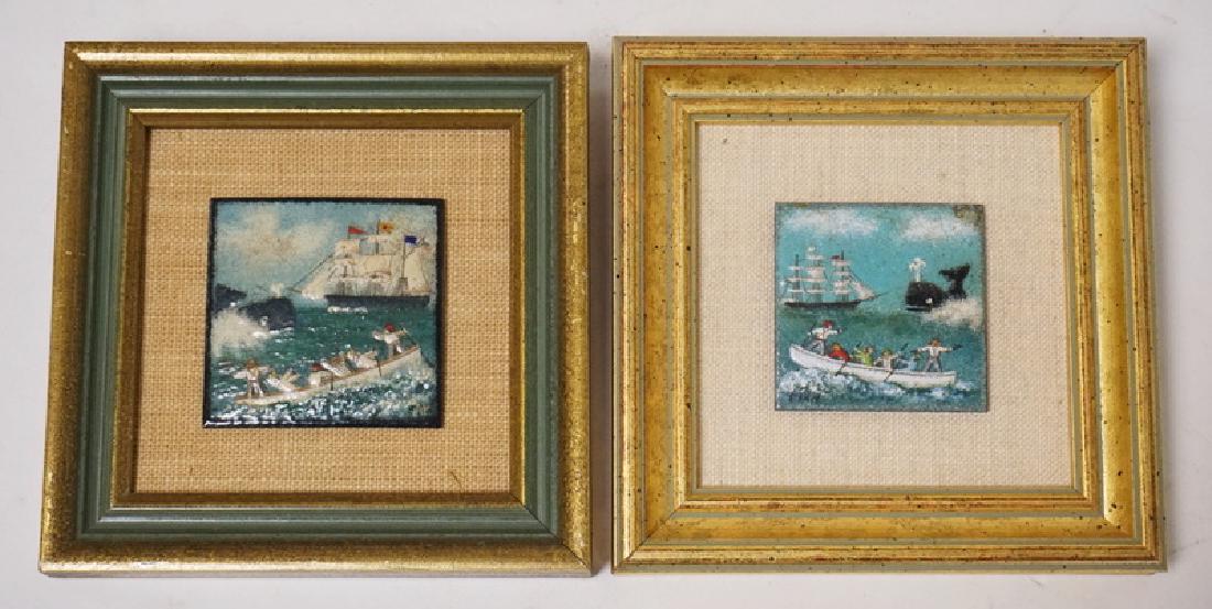 LOT OF 2 JOHN SHAW FOLK ART ENAMEL ON COPPER PAINTINGS. (1 of 3)