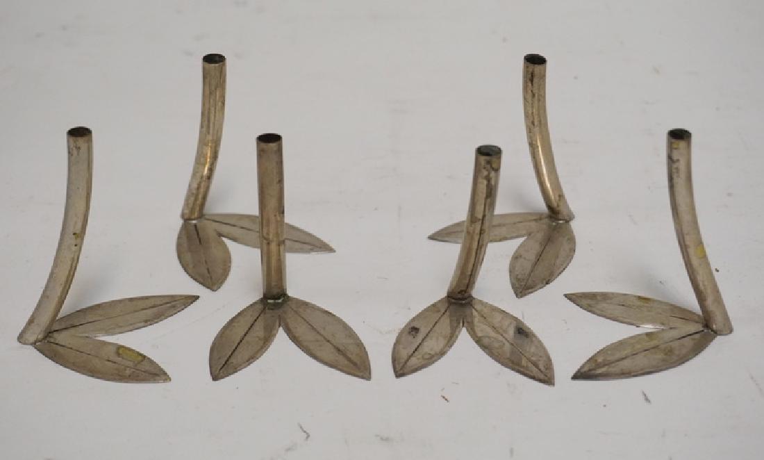 LOT OF SIX .800 SILVER BUD VASES WITH LEAF FORM FEET. 3 (1 of 1)