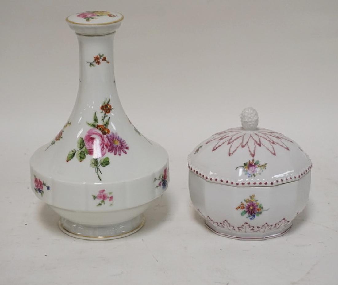 2 PIECES OF PORCELAIN. A LIMOGES BOTTLE WITH STOPPER (1 of 4)
