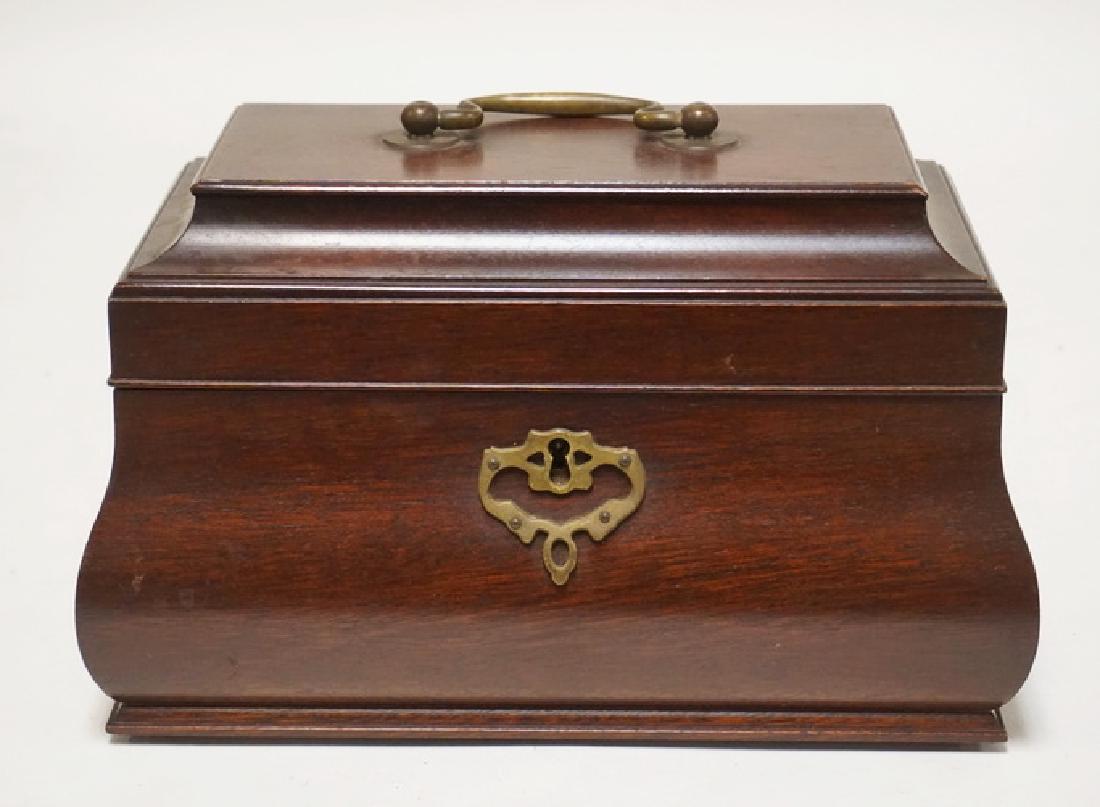 C.W. KITTINGER MAHOGANY TEA CADDY. 10 X 6 AND 6 INCHES (1 of 4)