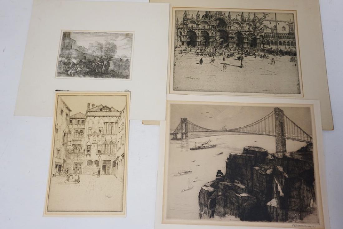 GROUP OF 4 ANTIQUE ETCHINGS. LARGEST IS 13 1/4 X 10 1/2 (1 of 9)