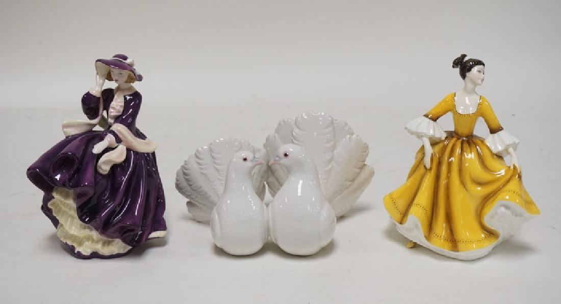 GROUP OF 3 PORCELAIN FIGURES. 2 ROYAL DOULTON LADIES (1 of 1)