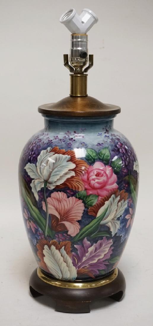 HAND PAINTED PORCELAIN TABLE LAMP MEASURING 21 1/2 (1 of 3)