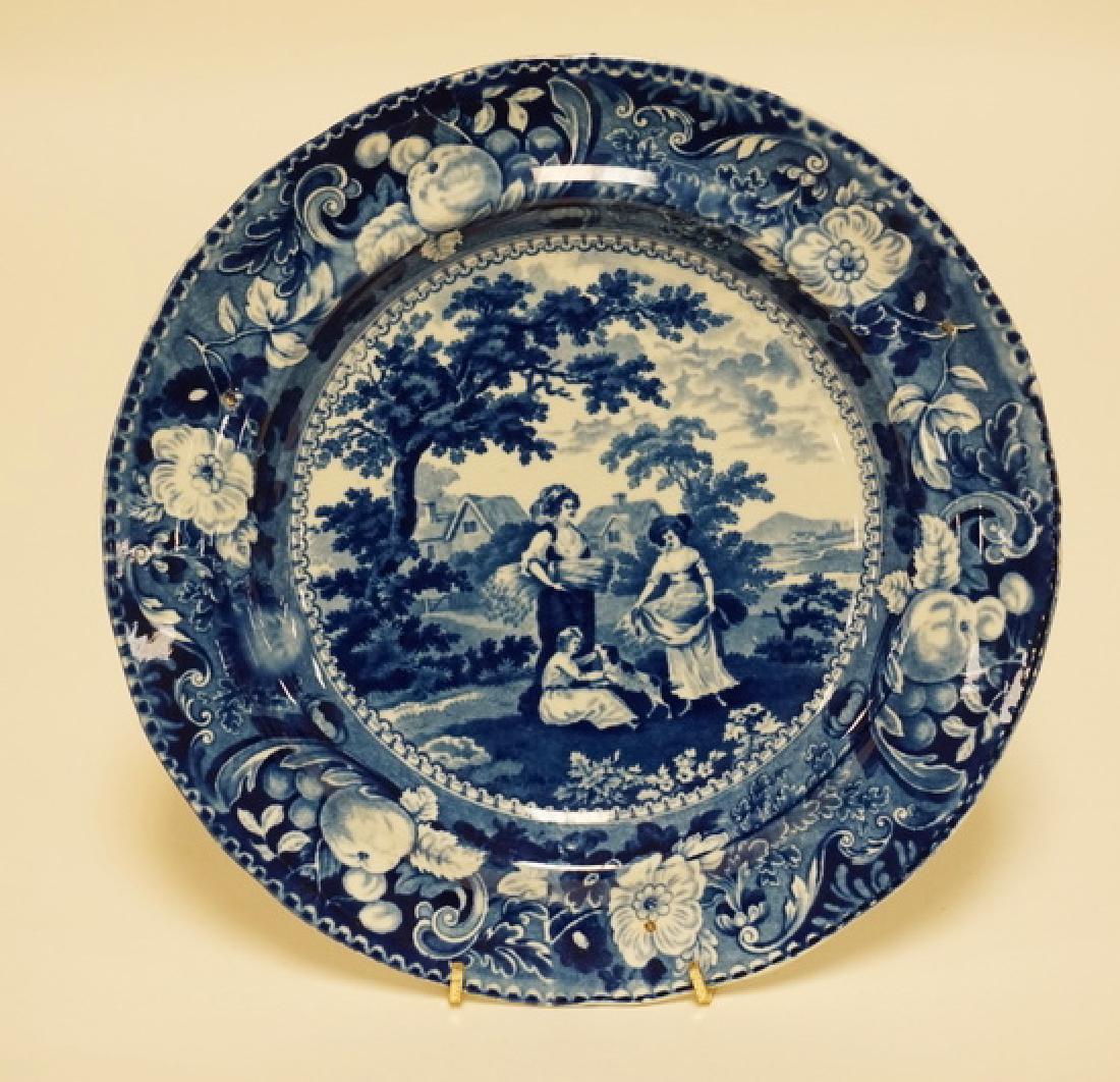 ANTIQUE HISTORIC BLUE TRANSFERWARE PLATE HAVING A FARM (1 of 2)