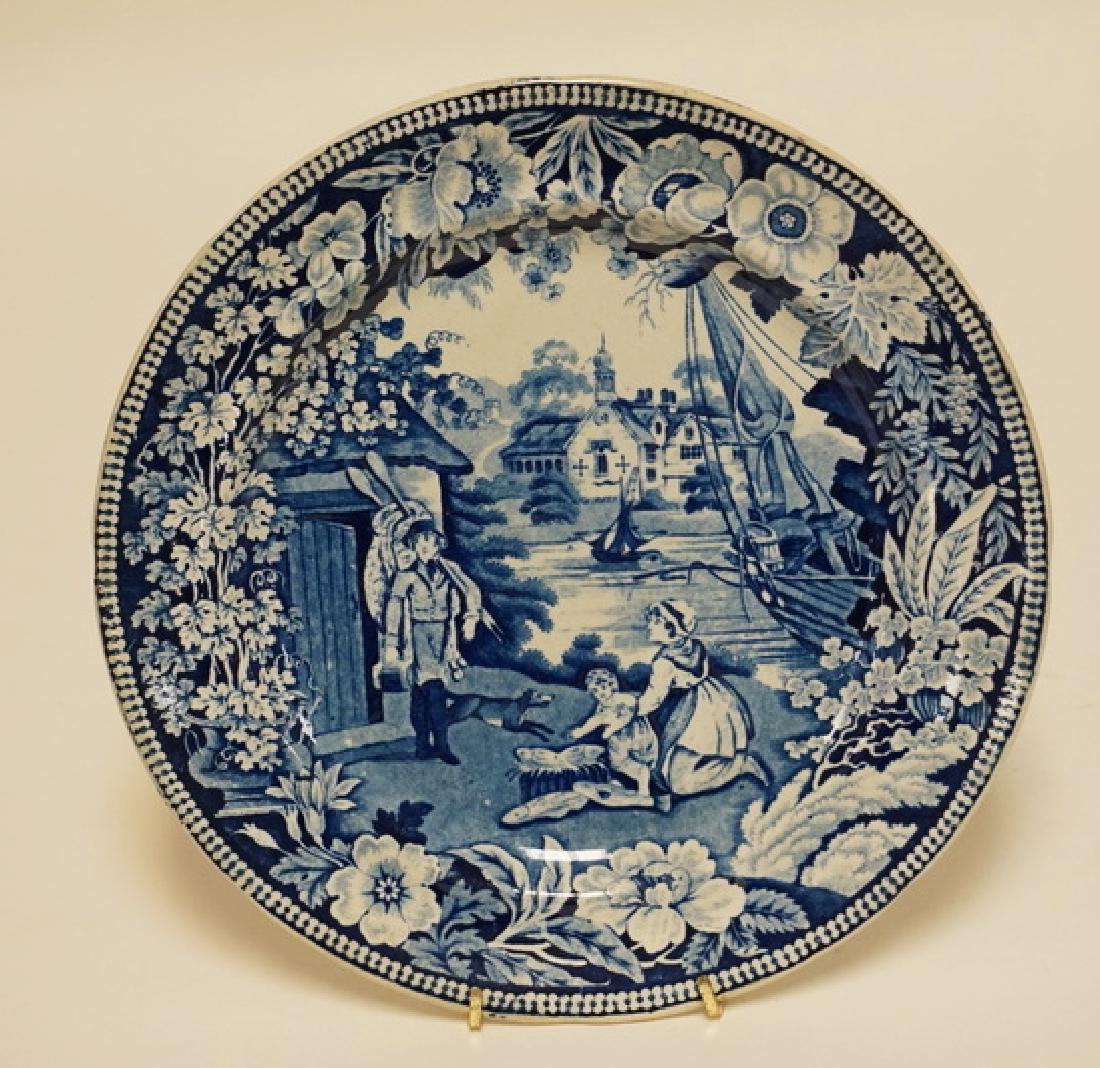 ANTIQUE HISTORIC BLUE TRANSFERWARE PLATE HAVING A (1 of 3)
