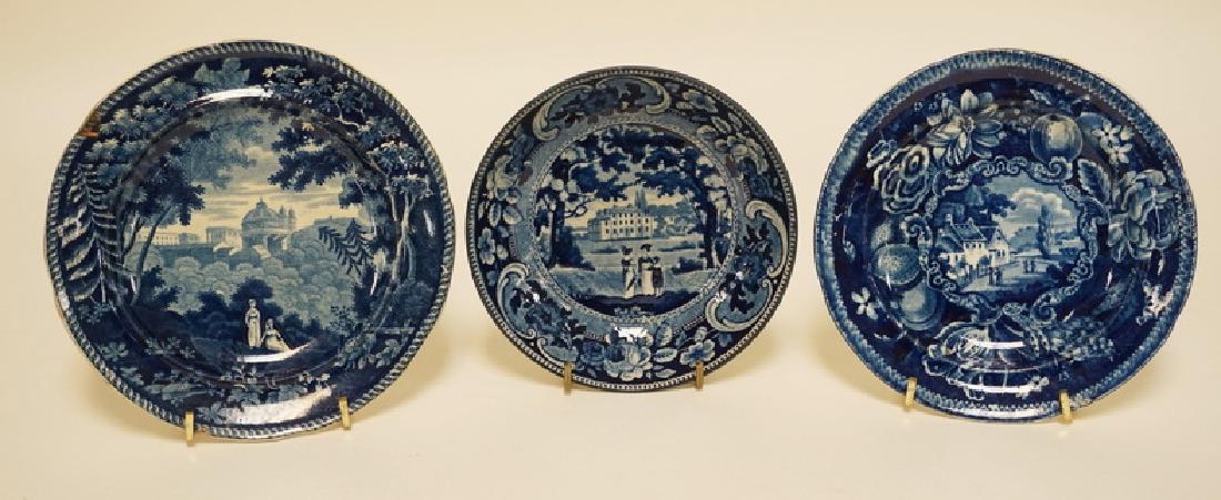 3 PIECE LOT OF ANTIQUE HISTORIC BLUE TRANSFERWARE. (1 of 7)