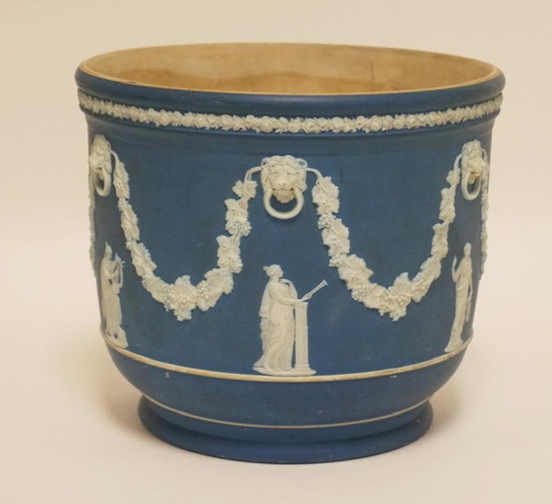ANTIQUE LARGE WEDGWOOD BLUE JASPERWARE JARDINIERE (1 of 4)