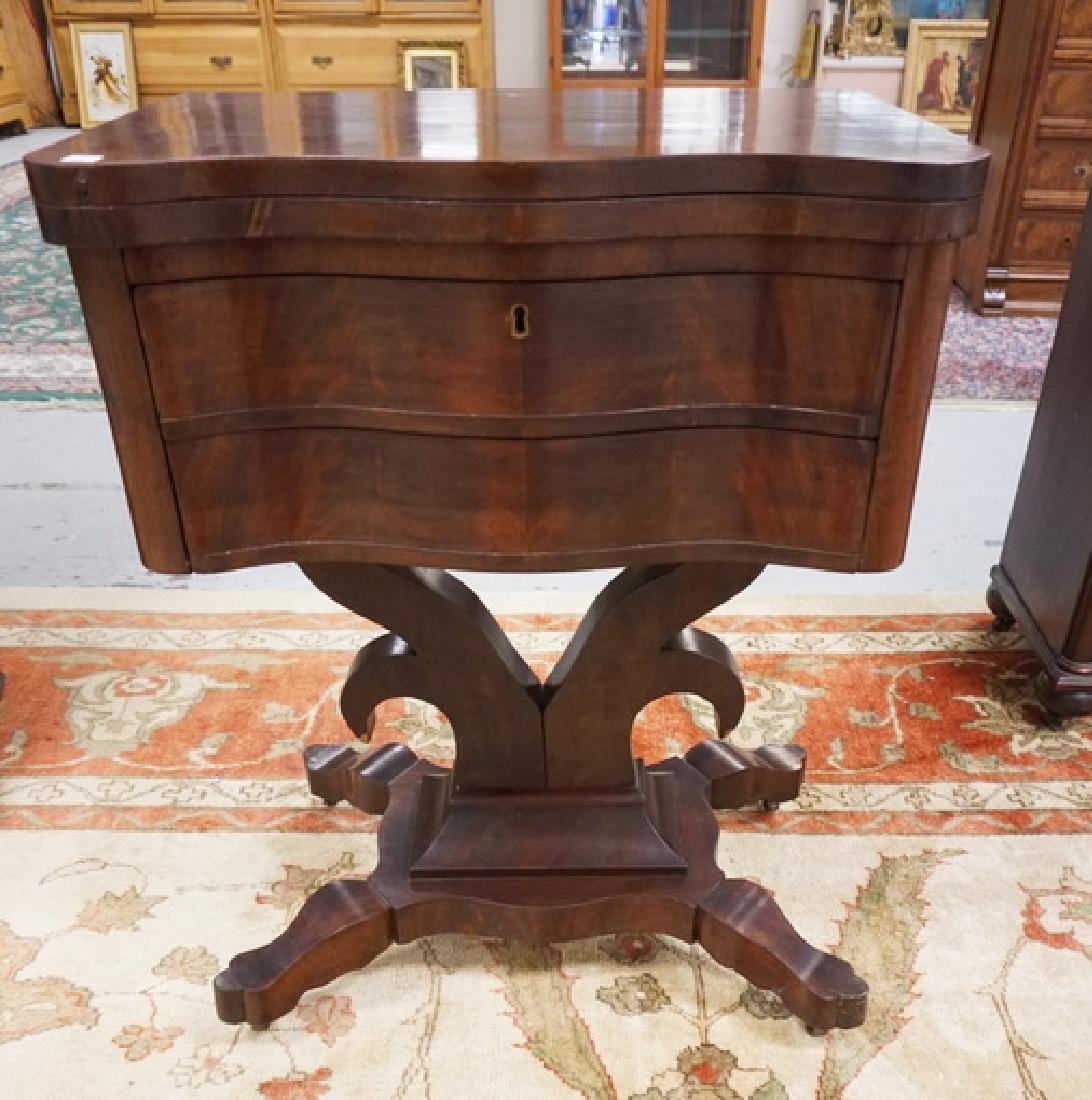 ANTIQUE MAHOGANY EMPIRE 2 DRAWER STAND WITH A ROTATING (1 of 3)