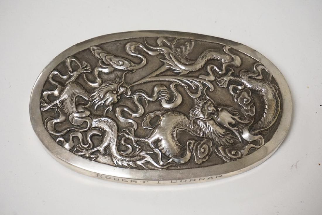 ASIAN SILVER PAPERWEIGHT HAVING RELIEF DECORATION OF (1 of 5)