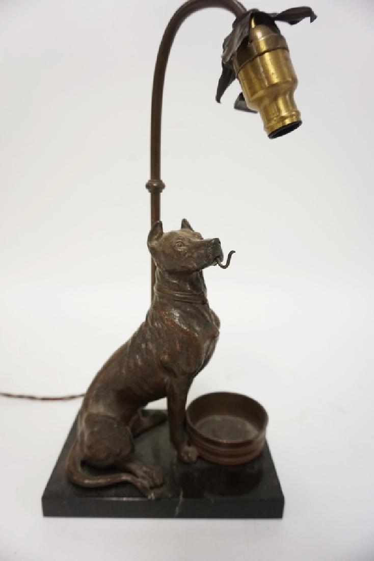 FIGURAL METAL DOG LAMP/POCKET WATCH HOLDER ON A BLACK (1 of 2)