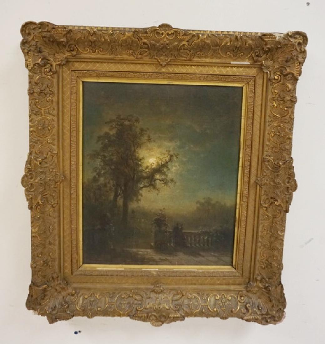 O/C MOONLIT LANDSAPE WITH A COUPLE ON A BALCONY IN THE (1 of 2)