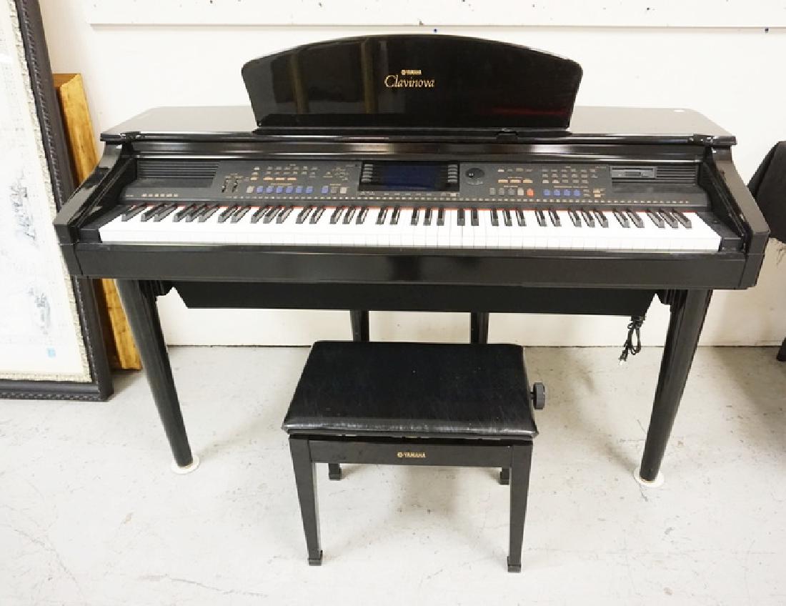 YAMAHA CLAVINOVA. BLACK LACQUER FINISH. COMES WITH (1 of 2)