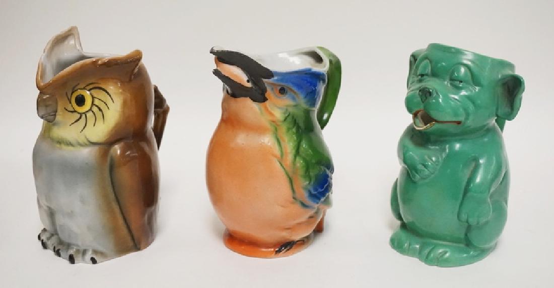 LOT OF 3 GERMAN FIGURAL CREAMERS, 2 BIRDS AND A DOG. (1 of 1)