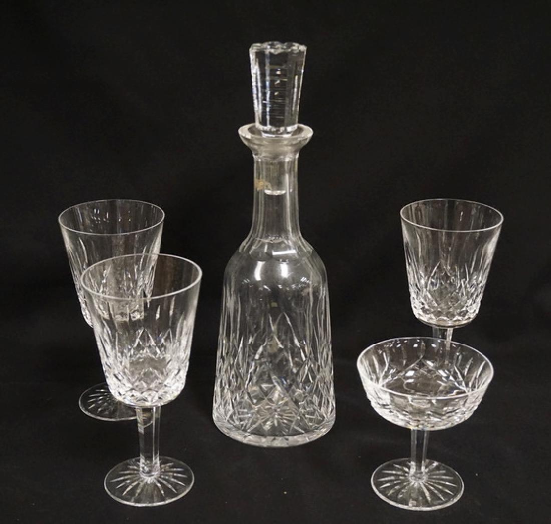 5 PC WATERFORD LINSMORE- DECANTERN 3 GOBLETS AND A (1 of 1)