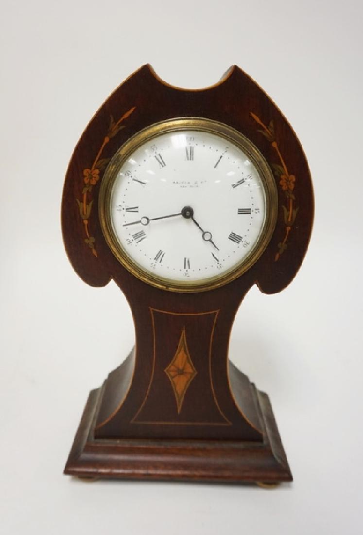 INLAID MAHOGANY ART NOUVEAU CLOCK FROM MACEYS NY 5 3/4 (1 of 1)