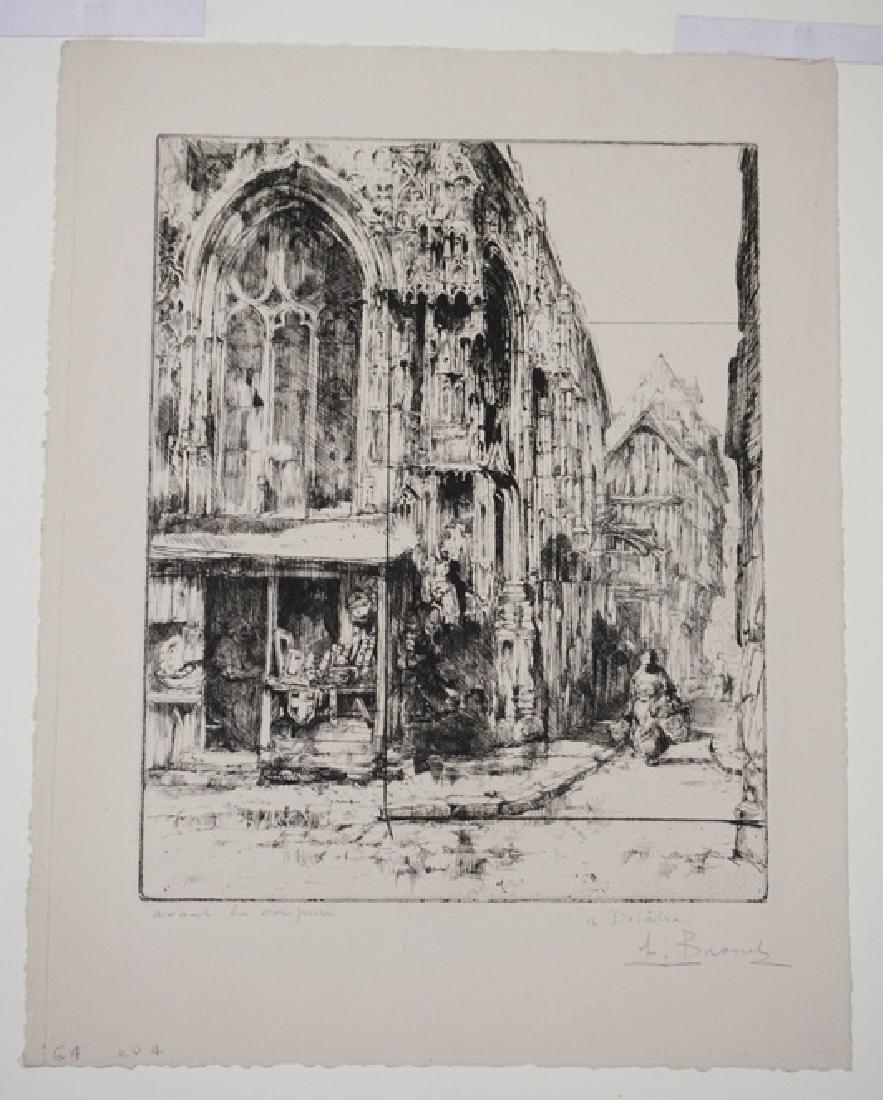 AUGUSTE BROUET PRINT OF A FRENCH STREET CORNER. 8 1/4 (1 of 3)