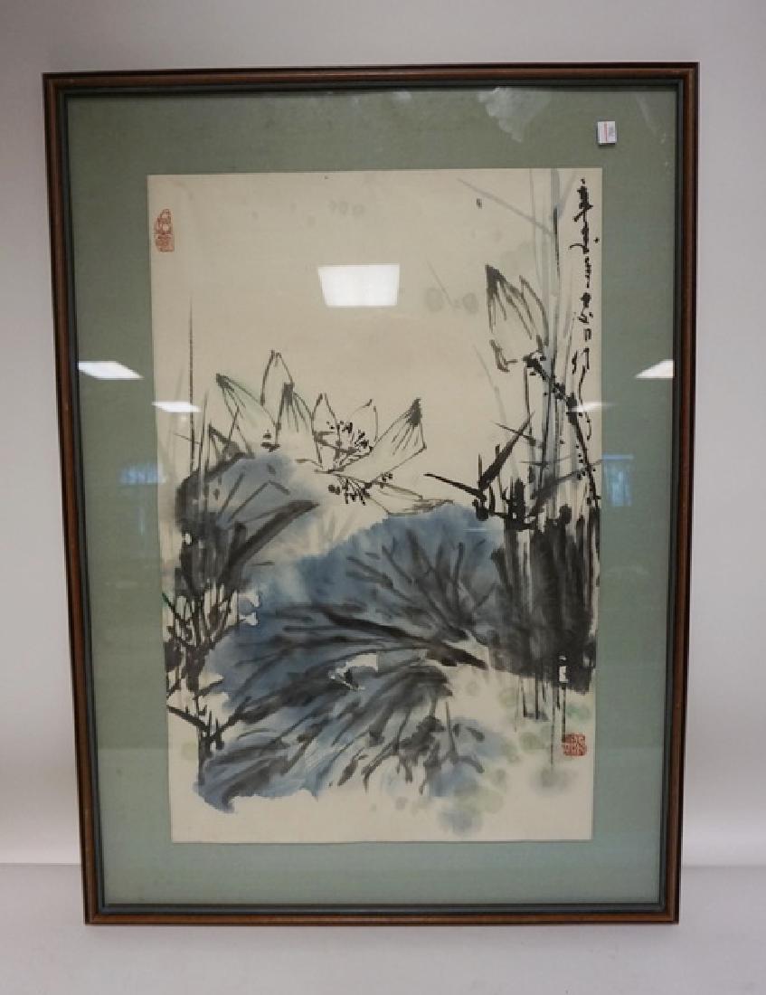 SIGNED ASIAN PRINT. BOTANICAL. 17 IN X 26 1/2 IN (1 of 3)