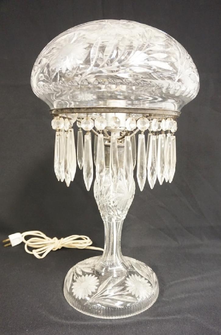 PAIRPOINT BUTTERFLY CUT GLASS LAMP. 18 IN H (1 of 1)