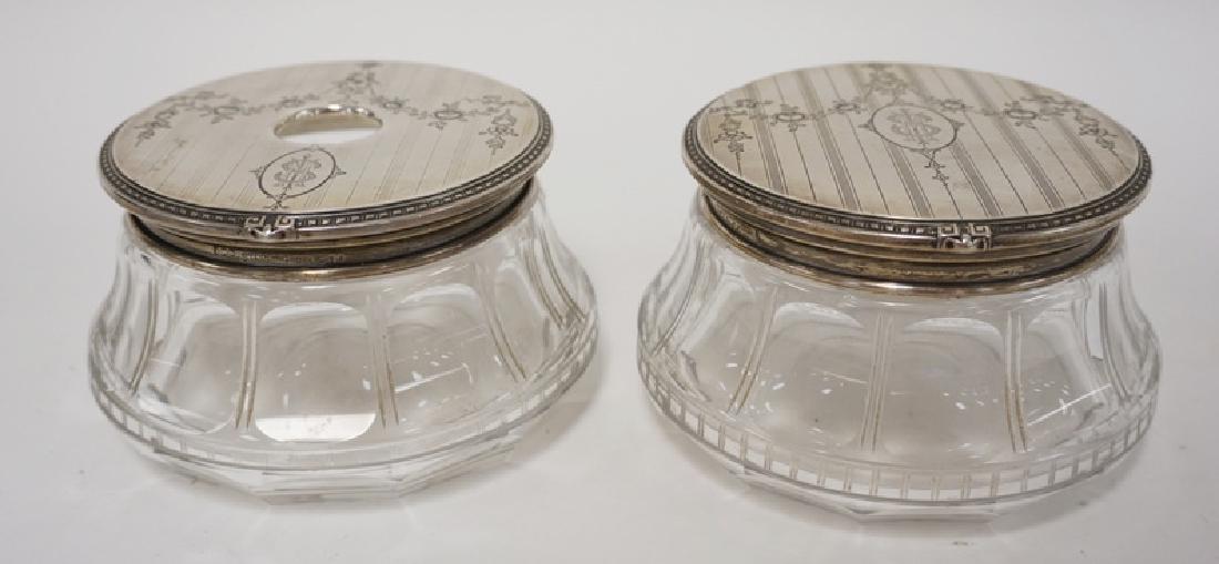 CUT GLASS AND STERLING SILVER POWDER JAR AND HAIR (1 of 2)