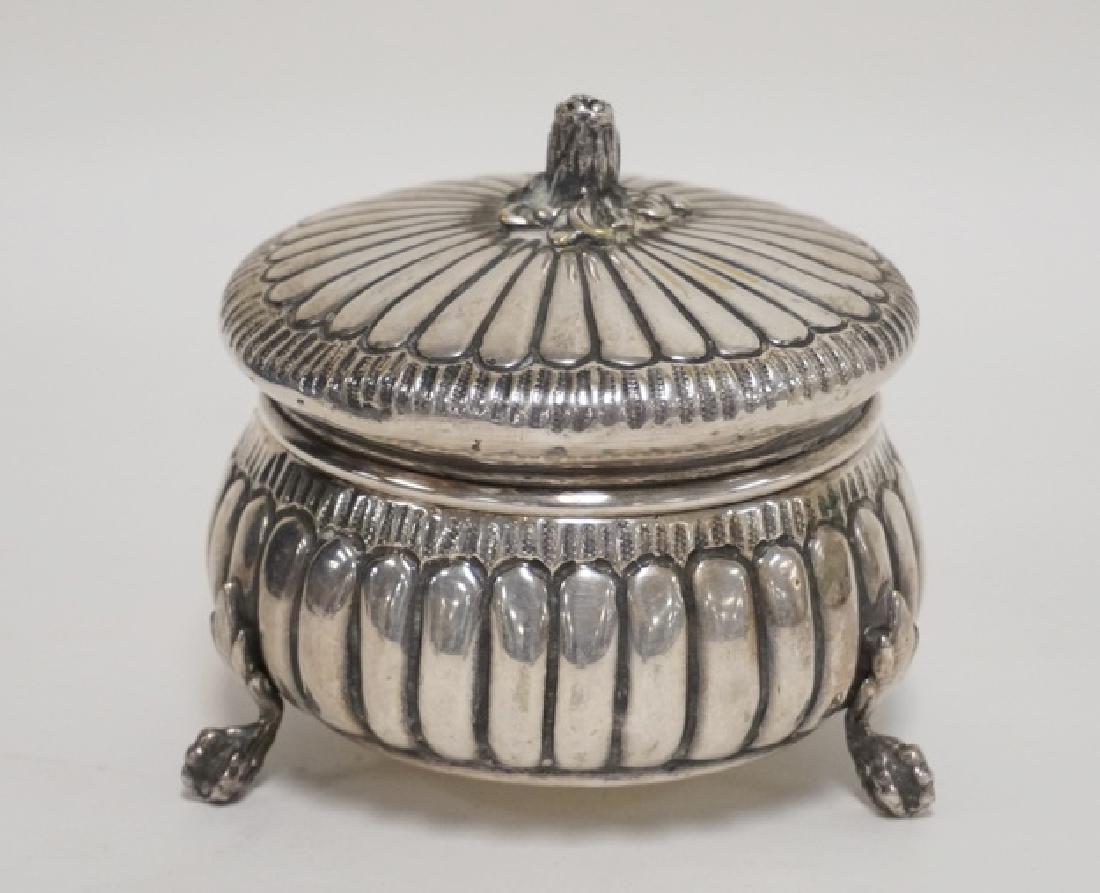 STERLING SIVLER COVERED BOX WITH CLAW FEET. LONDON, (1 of 2)