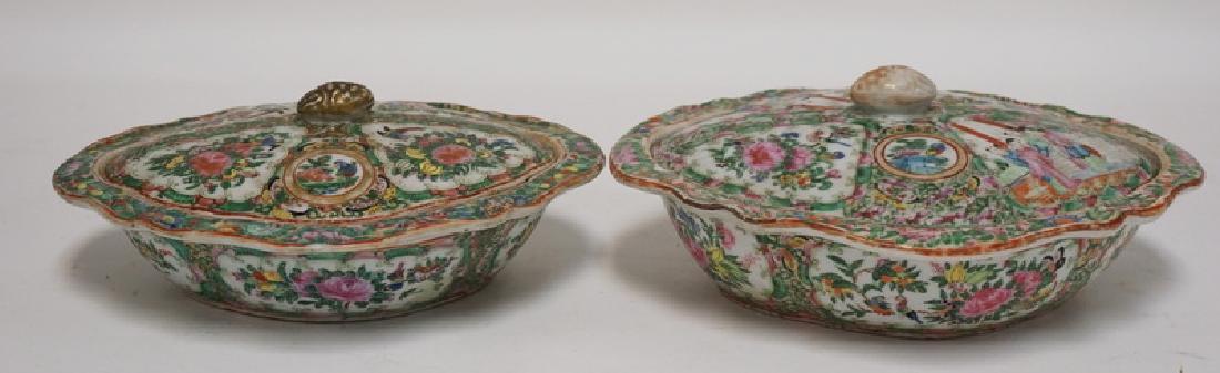 LOT OF 2 ROSE MEDALLION COVERED DISHES. EACH WITH (1 of 9)