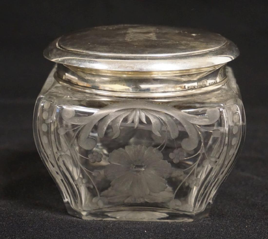 CUT AND ENGRAVED POWDER JAR WITH GORHAM STERLING SILVER (1 of 2)