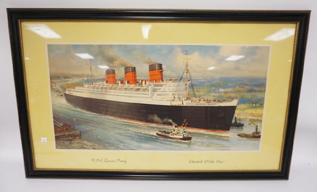 R.M.S. QUEEN MARY PRINT. CUNARD WHITE STAR LINE. 22 1/2 (1 of 1)