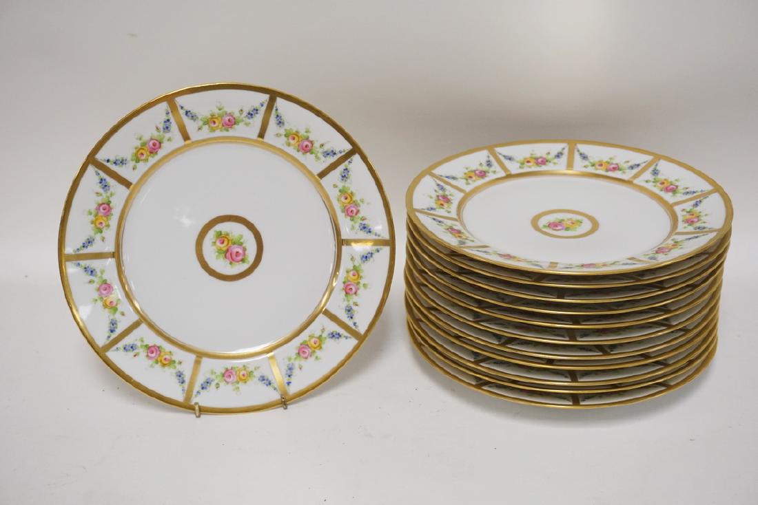 SET OF 12 SAXE PORCELAIN PLATES. HAND PAINTED WITH (1 of 3)