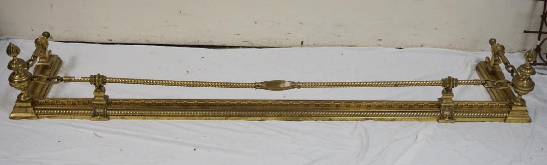 ORNATE BRONZE FIREPLACE FENDER MEASURING 73 INCHES: ORNATE BRONZE FIREPLACE FENDER MEASURING 73 INCHES LONG.