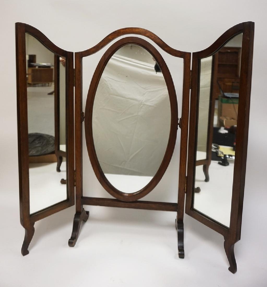 3 SECTION MAHOGANY MIRROR STAND. 30 1/4 IN H, 32 IN (1 of 3)