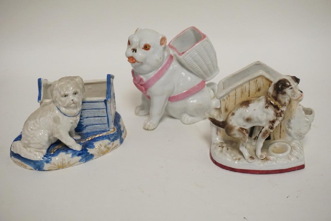 GROUP OF 3 VICTORIAN FIGURAL MATCH HOLDERS- DOGS. (1 of 1)