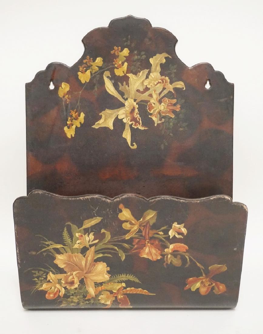 HAND PAINTED HANGING LETTER HOLDER DECORATED WITH (1 of 3)