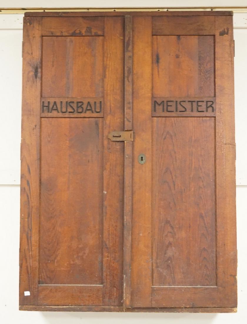 GERMAN OAK HANGING TOOL CABINET. DOVETAILE (1 of 4)