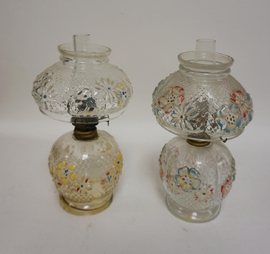 PAIR OF CLEAR COSMOS MINIATURE LAMPS. PAINT LOSS. 8 3/4 (1 of 1)