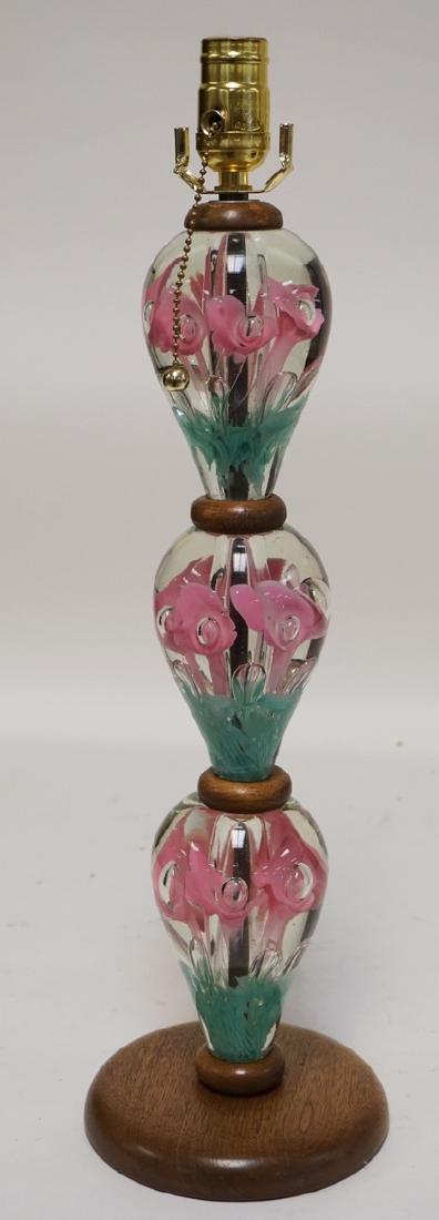 ST CLAIRE PINK TRUMPET FLOWER PAPERWEIGHT LAMP. 21 (1 of 2)