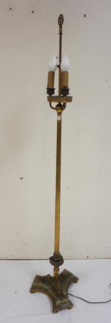 DECO FLOOR LAMP WITH ORNATE GREEN ONYX BASE. 65 IN H: DECO FLOOR LAMP WITH ORNATE GREEN ONYX BASE. 65 IN H