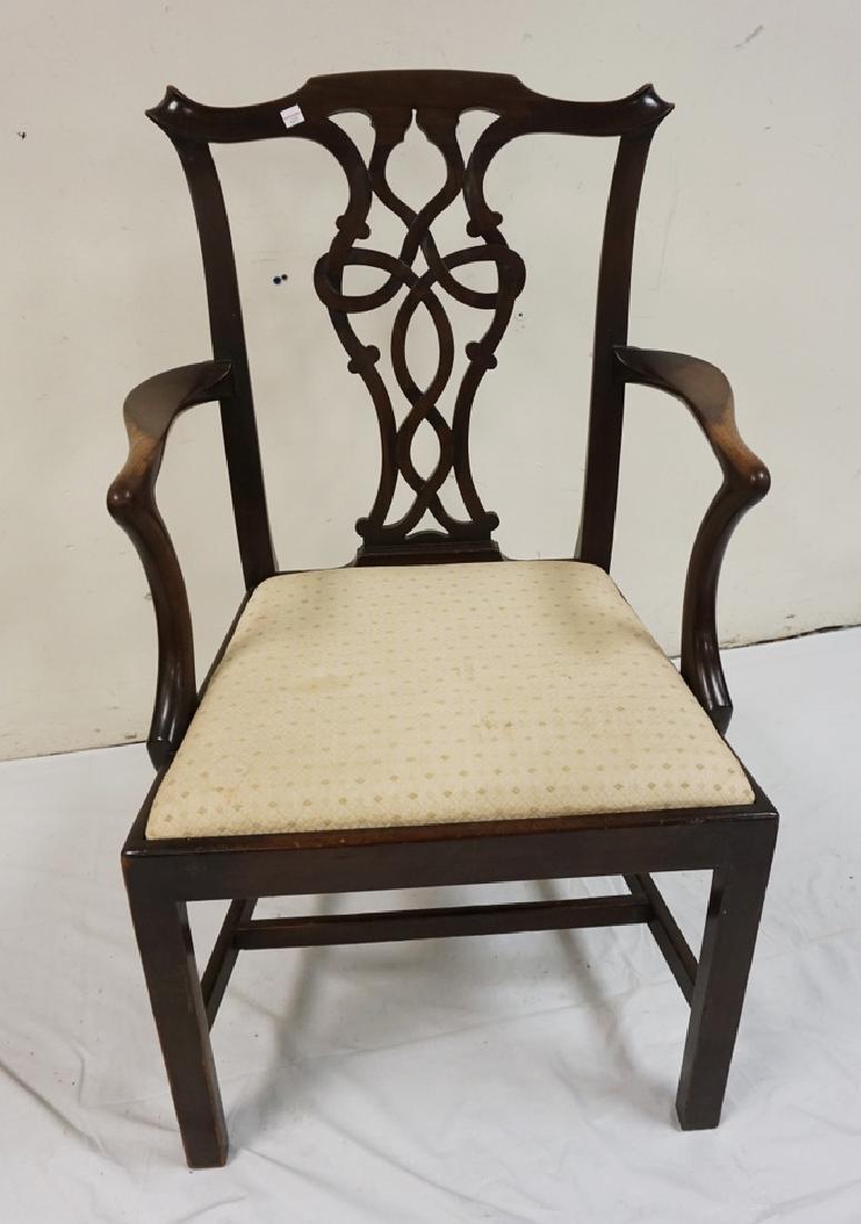 ANTIQUE CARVED CHIPPENDALE ARM CHAIR.: ANTIQUE CARVED CHIPPENDALE ARM CHAIR.